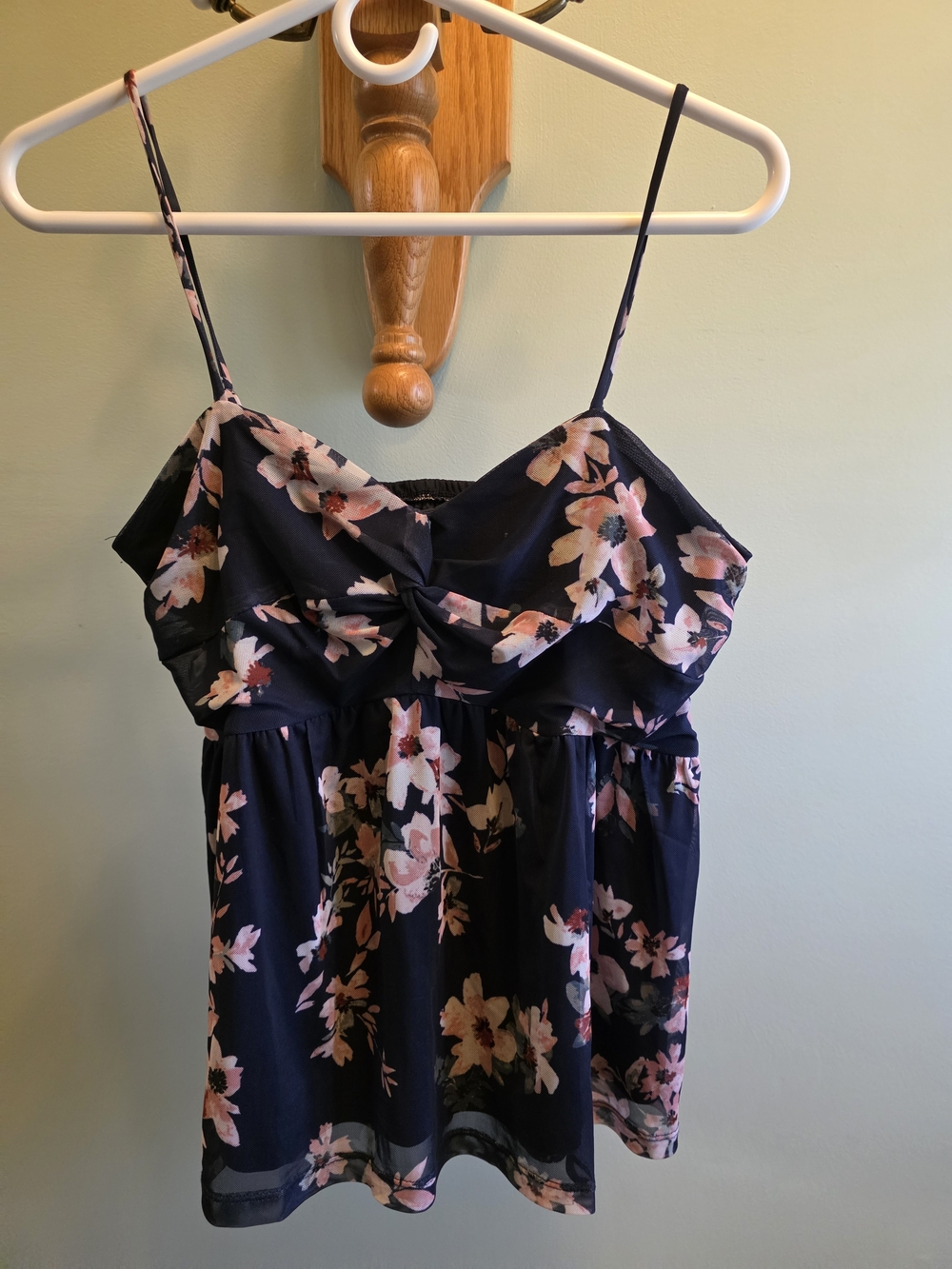 Maurices Navy & Pink Floral Satin Cami